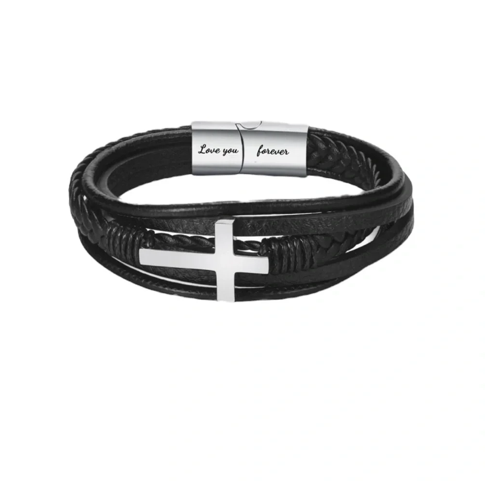 New, Pray Through It Leather Cross Bracelet for your son, grandson or husband.